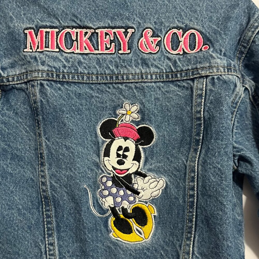 VTG MICKEY & CO KIDS JACKET 6X LARGE DENIM JEAN MINI GIRLS BLUE PINK RUFFLE - Picture 3 of 7